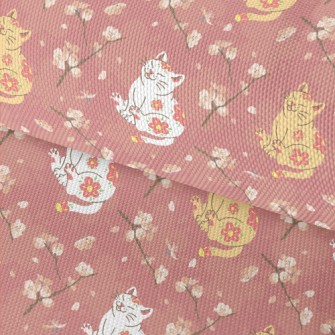 Japanese Cat And Flowers Waterproof Oxford
