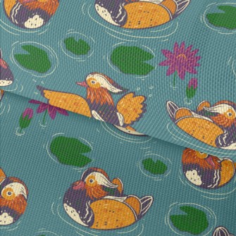 Hand Drawn Mandarin Ducks And  Waterproof Oxford