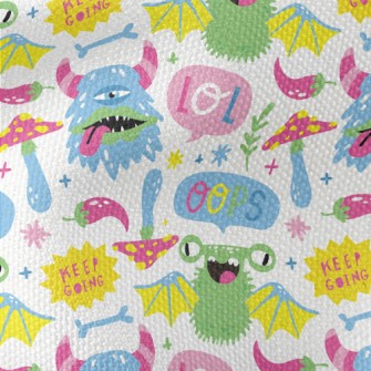 Colorful Cartoon Monsters Waterproof Canvas