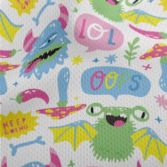 Colorful Cartoon Monsters Athletic Mesh Flat Back