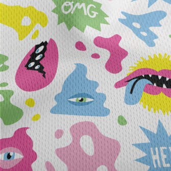 Hand Drawn Colorful Monsters Athletic Mesh Flat Back