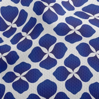 Abstract Blue Flowers Athletic Mesh Flat Back