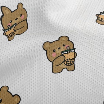 Cute Bear Loves Bubble Milk Athletic Mesh Flat Back