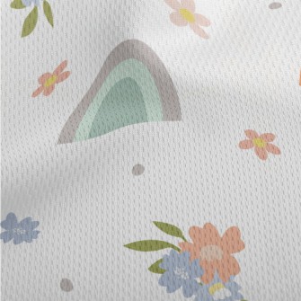 Flowers And Rainbow Doodles Athletic Mesh Flat Back