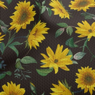 Realistic Hand Drawn Sunflower Athletic Mesh Flat Back