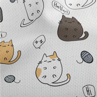 Cute Cartoon Kitten Athletic Mesh Flat Back