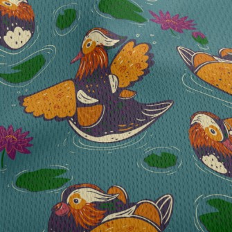 Hand Drawn Mandarin Ducks And  Athletic Mesh Flat Back