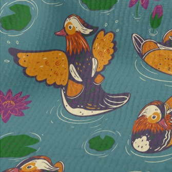 Hand Drawn Mandarin Ducks And  Terry