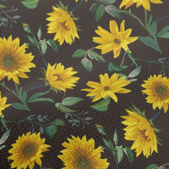 Realistic Hand Drawn Sunflower Performance Linen