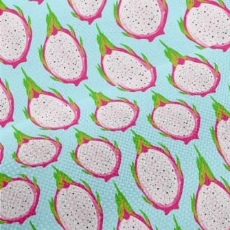 Hand Drawn Dragon Fruit Cross  Performance Linen