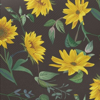 Realistic Hand Drawn Sunflower Twill