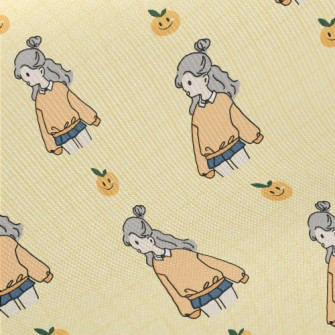 Cute Girl Illustration Twill