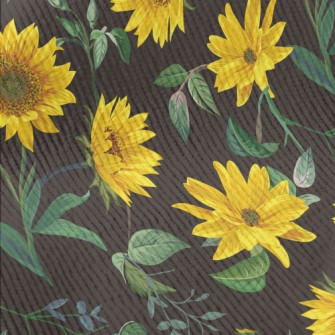 Realistic Hand Drawn Sunflower Standard Corduroy