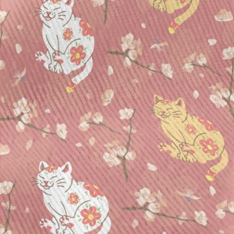 Japanese Cat And Flowers Standard Corduroy