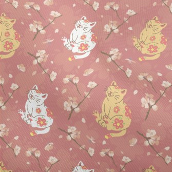 Japanese Cat And Flowers Dobby