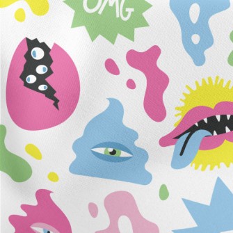 Hand Drawn Colorful Monsters Stretch Ponte