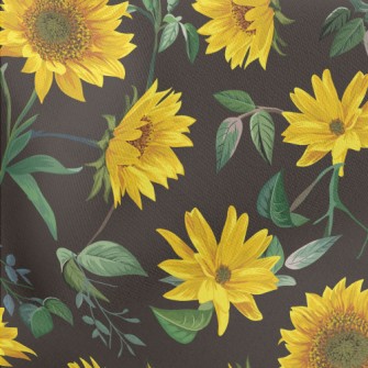 Realistic Hand Drawn Sunflower Stretch Ponte