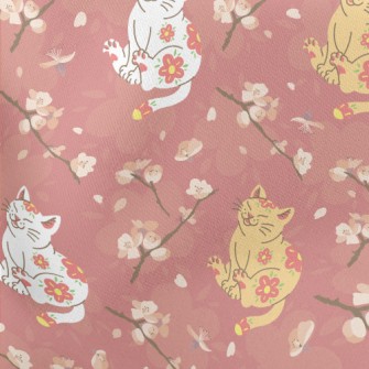 Japanese Cat And Flowers Stretch Ponte