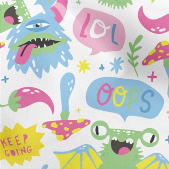 Colorful Cartoon Monsters Micro Fleece