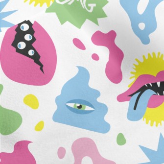 Hand Drawn Colorful Monsters Micro Fleece