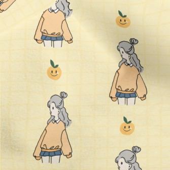 Cute Girl Illustration Micro Fleece