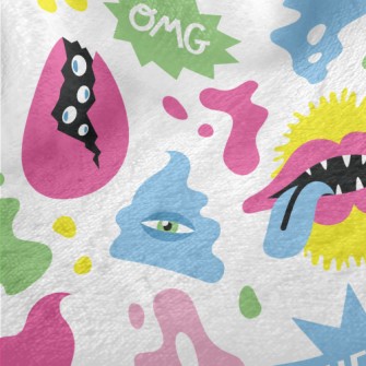 Hand Drawn Colorful Monsters Minky