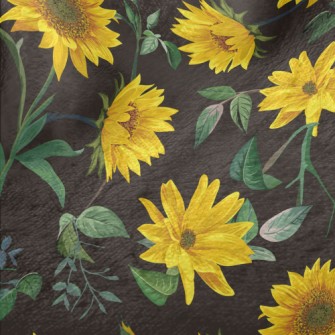 Realistic Hand Drawn Sunflower Minky