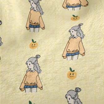 Cute Girl Illustration Minky