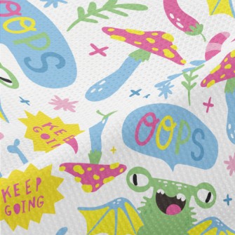 Colorful Cartoon Monsters Piqué