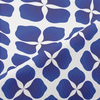 Abstract Blue Flowers Piqué