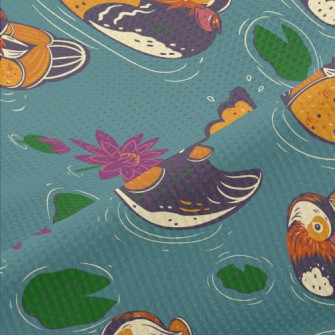 Hand Drawn Mandarin Ducks And  Piqué
