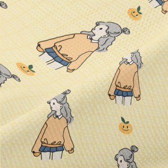 Cute Girl Illustration Piqué