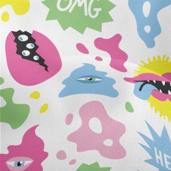 Hand Drawn Colorful Monsters Lightweight Performance Linen