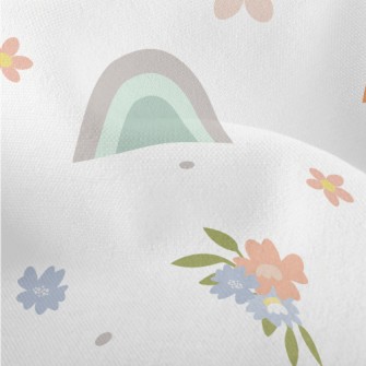 Flowers And Rainbow Doodles Lightweight Performance Linen