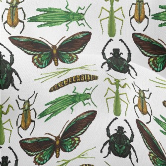 Hand Drawn Insect Illustration Lightweight Performance Linen