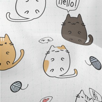 Cute Cartoon Kitten Lightweight Performance Linen