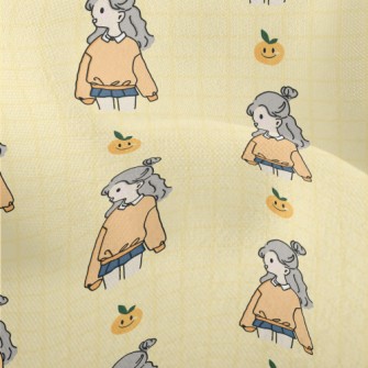 Cute Girl Illustration Lightweight Performance Linen