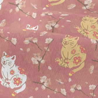 Japanese Cat And Flowers Modern Jersey