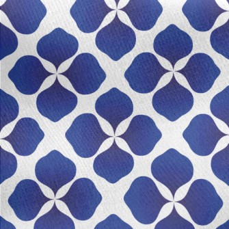 Abstract Blue Flowers Jersey Backed Fleece