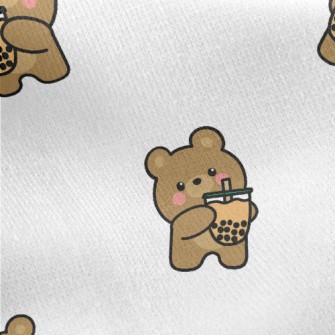 Cute Bear Loves Bubble Milk Jersey Backed Fleece