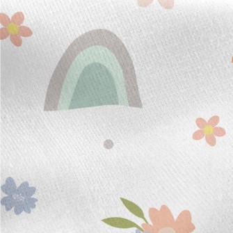 Flowers And Rainbow Doodles Jersey Backed Fleece