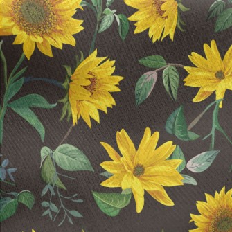 Realistic Hand Drawn Sunflower Jersey Backed Fleece