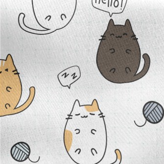 Cute Cartoon Kitten Jersey Backed Fleece