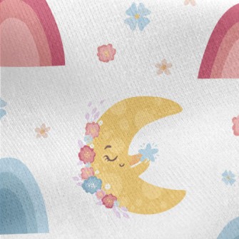 Flowers With Sun And Moon Jersey Backed Fleece