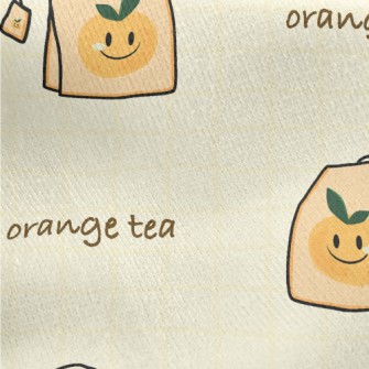 Orange Tea Bags Jersey Backed Fleece