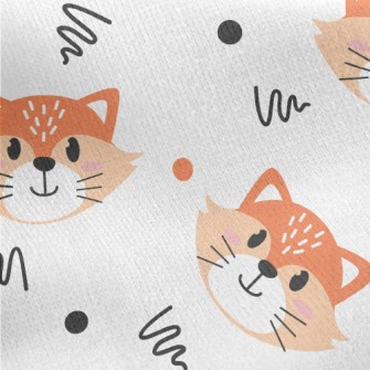 Cute Cartoon Fox Jersey Backed Fleece