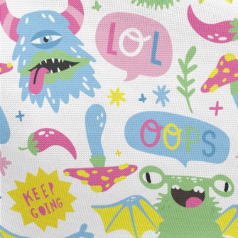 Colorful Cartoon Monsters Pongee