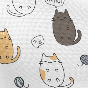 Cute Cartoon Kitten Pongee