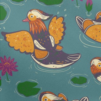 Hand Drawn Mandarin Ducks And  Pongee
