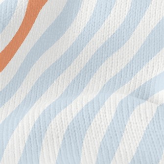 Orange Blue Zigzag Pattern Stretch Jersey